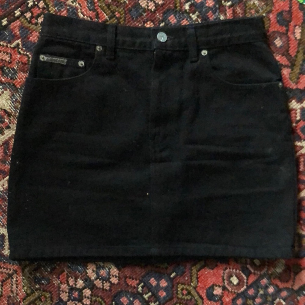 🇺🇸 made denim black Calvin Klein mini skirt 90’s small/ medium